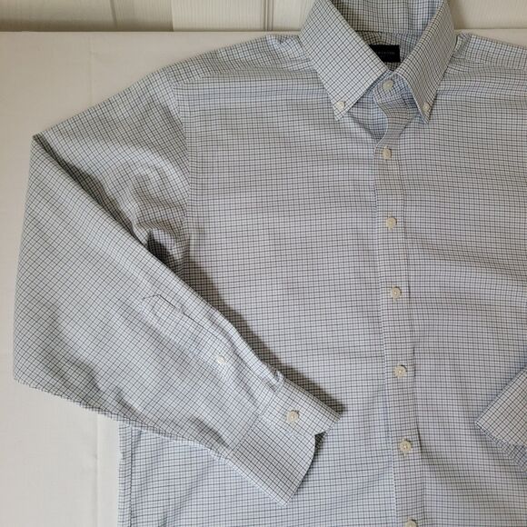 Proper Cloth Non-Iron Check Dress Shirt Men’s XL Blue White Button Down - Picture 8 of 9
